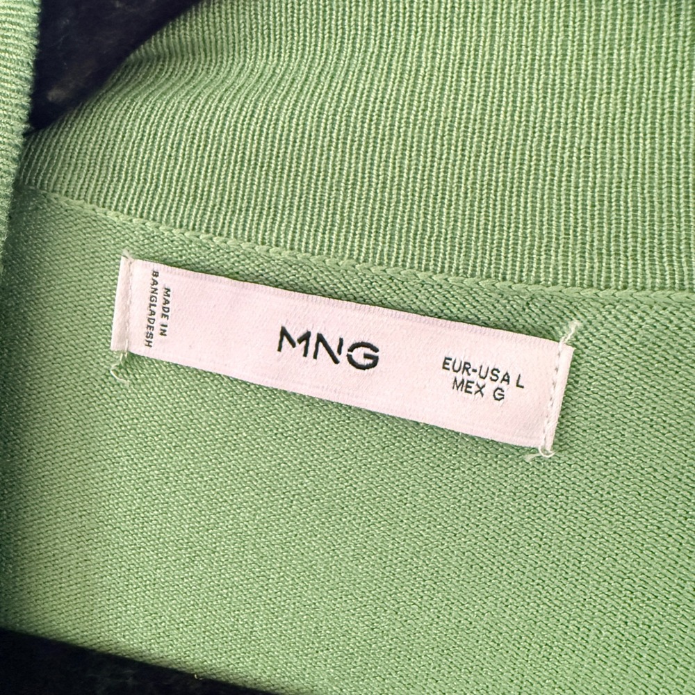 Mango MNG Green Open Front Long Sleeve Lightweight Knit Cardigan Womens Large - Picture 3 of 8
